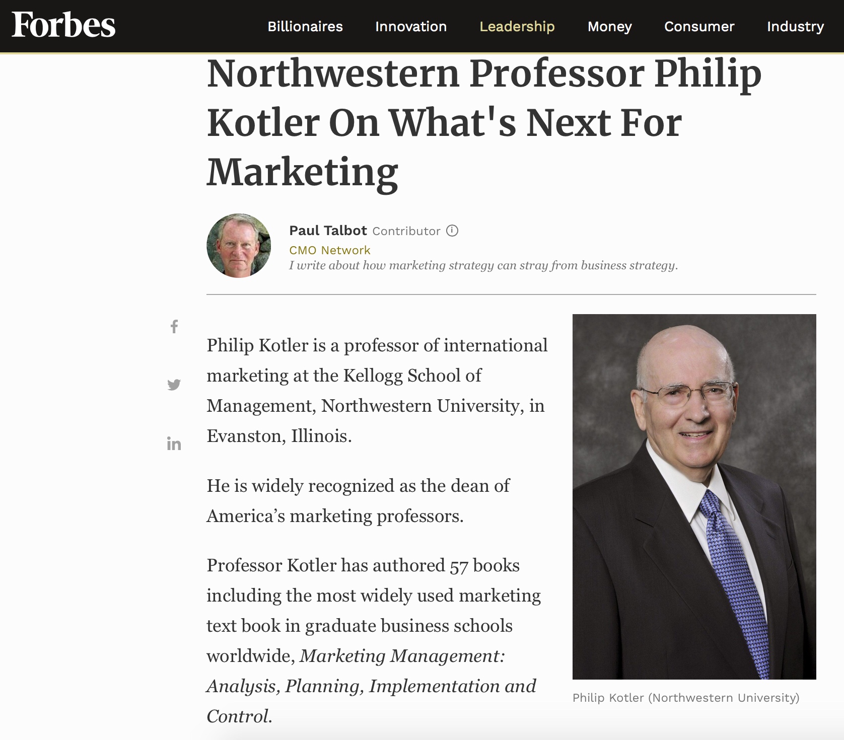 Philip Kotler (Northwestern University) What's Next For Marketing